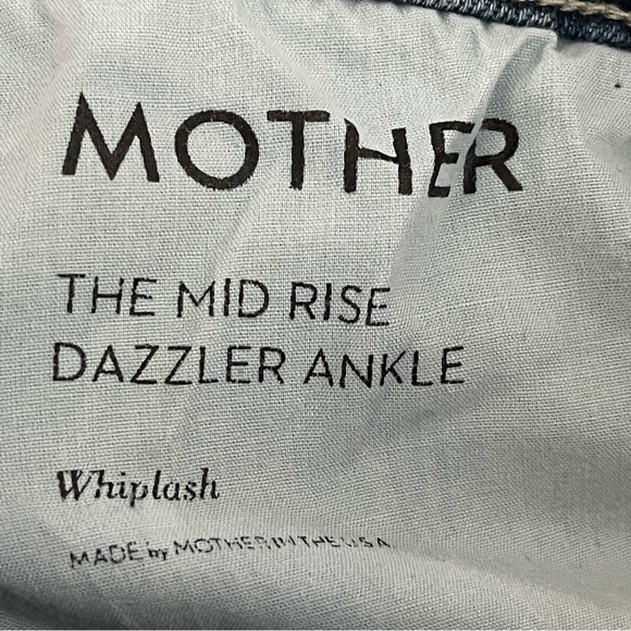 Mother The Mid Rise Dazzler Ankle Slim Straight Jean Whiplash Med Blue Wash 27 - Picture 9 of 16